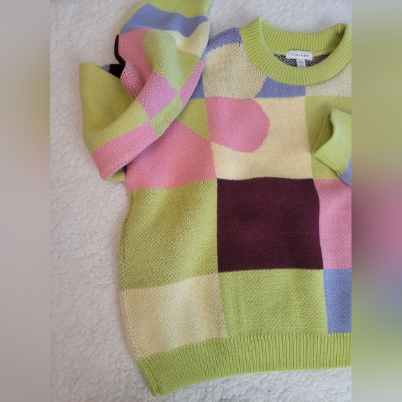Topshop Size M US 8-10 Color Block Crew Neck Sweater P.P-25      Legenth 20 - Picture 6 of 7